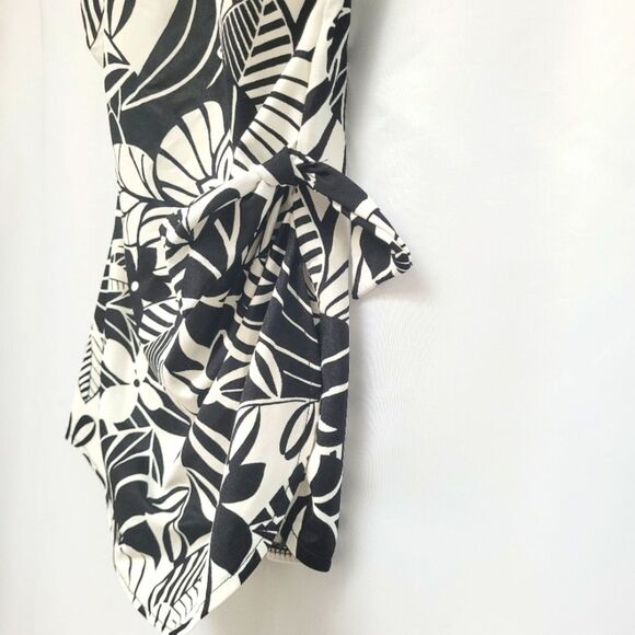 Floral Black and White One-Piece Swimsuit - Picture 3 of 11